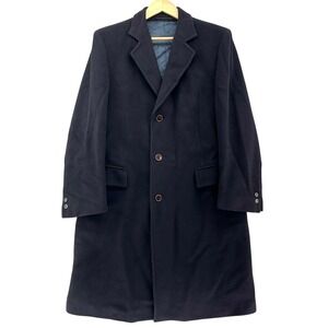 VTG 1960s Nibs Black/Navy Cashmere Wool Blend Overcoat Classic L Yugoslavia